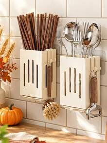 Kitchen Utensil Storage Rack, Spoon And Chopstick Draining Holder, Multi-Functional Storage Box With Built-In Drainage, Household Chopstick Holder, Can Store Knives, Forks, Spoons And Other Tableware. Built-In Draining Structure, Quickly Drains Water, Keeps Tableware Dry And Hygienic. Compact And Space-Saving, Suitable For Wide Range Of Scenarios, Kitchen, Bathroom, Living Room. - Multicolor - View 5