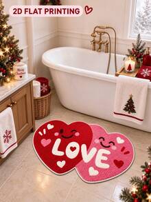 1pc Double Heart LOVE Smiling Face Shaped Floor Mat, Entryway Bathroom Decor Foot Mat Bedroom Bedside Mat, Multiple Sizes Multiple Scenes, Hand-Cut With 1-5cm Error, Decorative Rug, Bathroom Rug, Bedroom Decor, Small Rug, Rug, Home Decor, Living Room Rug, Bedroom Rug, Outdoor Rug, Washable Rug - Multicolor - View 6