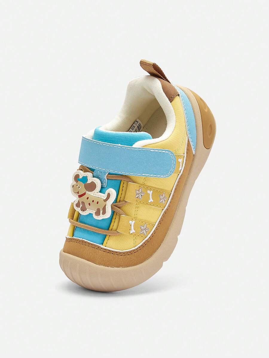 Boys' & Girls' Winter Colorblock Casual Sneakers For School, Play And Everyday Wear - Yellow Flower Hue - View 1