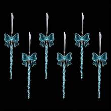 6PCS Christmas Acrylic Bow Icicle Hanging Ornaments, Clear Macaron Color Crystal Bow Icicle Pendants, Xmas Tree Window Home Holiday Party Decorations - Multicolor - View 21
