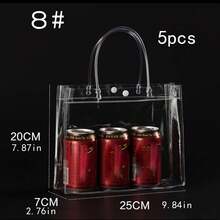 50pcs Transparent PVC Reusable Waterproof Stain-Resistant Tote Bags, Perfect For Party Favors, Holiday Shopping And Small Business Packaging - Gift Bag - View 27