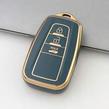 حافظة مفتاح سيارة واقية من TPU ناعم بطانية قشرة المفتاح اكسسوارات السيارات ل- T O Y O T A ل- Prius ل- Camry ل- Corolla ل- CHR ل- Prado 2018 2022 مع سلسلة مفاتيح حقيبة مفاتيح فاخرة عالية الجودة مناسبة للرجال والنساء - حزمة واحدة - مشاهدة 2