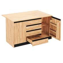 Wooden Kitchen Island Black 140 * 80 * 90 Cm With Storage And Wheels For Kitchen - Black - View 6