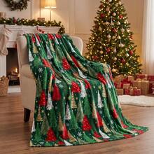 Christmas Green Gold Red Tree Flannel Fleece Blanket, All-Season Super Soft Fluffy Plush Blanket, Suitable For Sofa, Bed, Camping, Ideal Gift For Adults - Multicolor - View 2