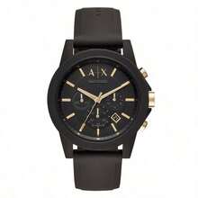 Armani Exchangeae Quartz Movement, Tali Silikon, Casing Resin dan Dial Hitam Jam Tangan Pria Modis, Cocok untuk Pemakaian Sehari-hari, Pertemuan dan Acara Lainnya - Hitam - View 8