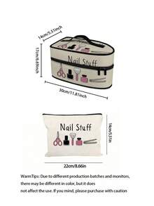 Cosmetic Storage Bag, Toiletry Bag, Large Capacity Handbag With Matching Pattern Small Pouch, Appliance Dust Cover Iron Bag, Portable Storage Bag, Suitable As Birthday Gift, Christmas Gift - Multicolor - View 11