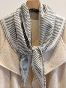 1pc Triangle Shawl Scarf 130*80*40cm, Diagonal Stripe Yarn‑Dyed Jacquard, Thick Brushed‑Polyester Faux Cashmere, Fall Winter For Travel & Party - Multicolor - View 6