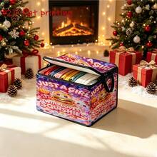 1PC Factory Direct Cartoon Christmas Hamburger & Fries Cute Pet Print Zippered Flap Foldable Storage Box - Suitable For Book Organization, Underbed Storage, Car Trunk Storage, Cosmetics, Hair Styling Tools, Office, Home Organization, Clothing, Blankets, Daily Items Large Capacity Storage - 1 Unit - View 10