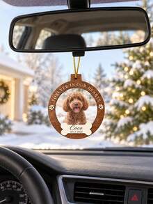 1pc Custom Pet Photo Ornament, Forever In Our Hearts Dog Memorial Pendant, Custom Name & Date Pet Loss Keepsake, Christmas Tree & Car Rearview Mirror Decor, Sympathy Remembrance Gift For Pet Owners, Cherish Memory Of Your Beloved Furry Companion - Multicolor - View 7