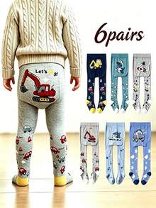6 Pairs Baby & Toddler Tights, Cute Cartoon Pattern Tights, Suitable For All Seasons Daily Wear - Multicolor - View 9