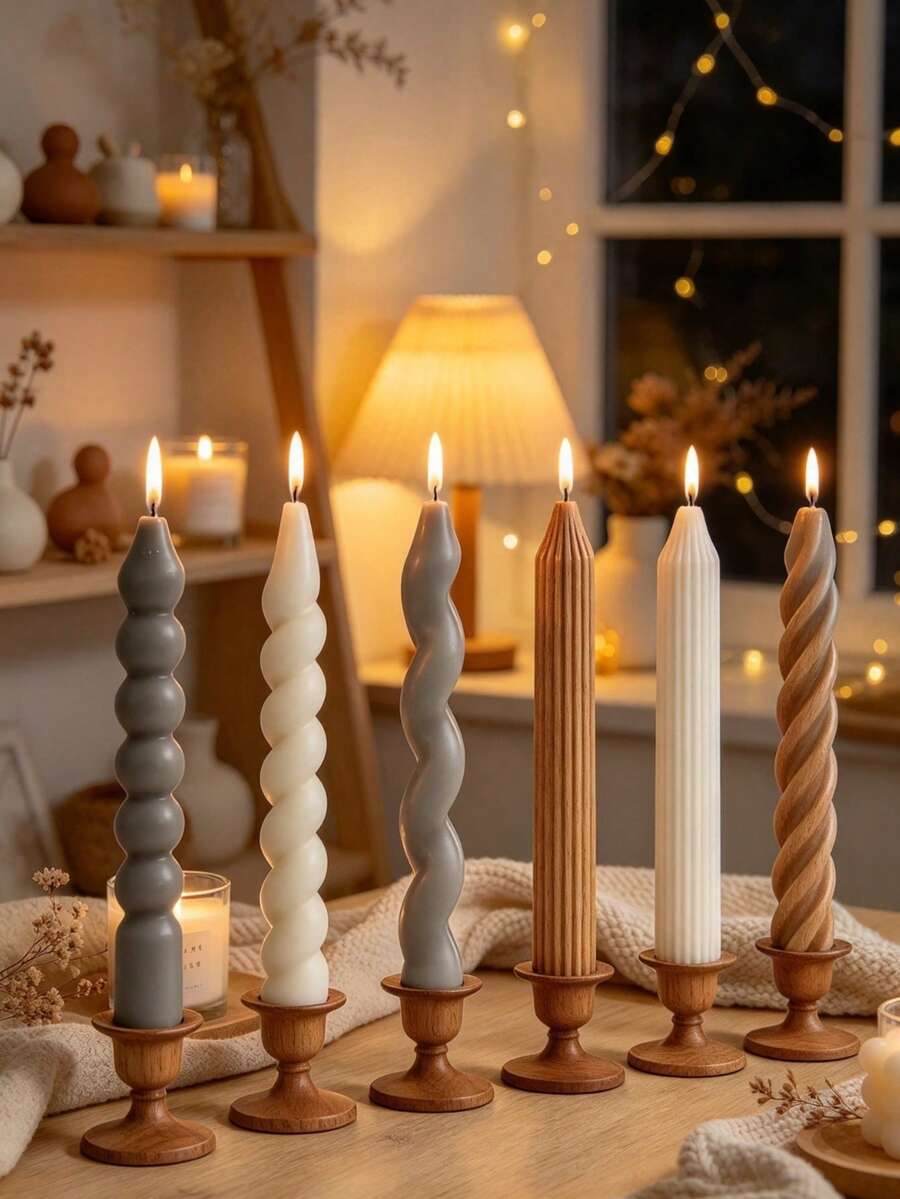 1pc 3D Thin Striped Candle Silicone Mold - Multipurpose, Suitable For Epoxy Resin/Gypsum, Spring/Wedding/Valentine's Day/Holiday Home Decor