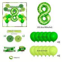22pcs Birthday Decorations, Game Theme Happy Birthday Banner, 40 Inch Green Pixel Miner Number Balloons And Pixel Cube Foil Balloons, For Pixel Party Decor, Ultimate Party Supplies Kit With Balloons And Birthday Number (1-9) Signs - Multicolor - View 14