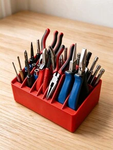 2pcs Multi-Slot Tool Storage Box, Plastic Pliers Screwdriver Organizer Rack, Workshop Garage Desktop Hardware Hand Tool Sorting Storage Box, Space-Saving Tool Holder, Repair Tools, Home Workshop Workbench Storage Accessories - A - View 3