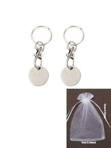 3pcs Supermarket Shopping Cart Token Set, Anti-Loss Token Keychain Pendant, Keyring Design,Bag Accessories, Keychain Accessories. - A - View 14