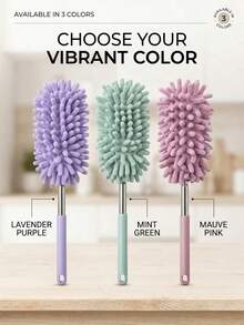 5pcs Mini Car Duster Brush, Extendable Bendable Microfiber Dusting Tool For Home And Car Interior Cleaning - Polyester Materia - Macaron Color - View 6