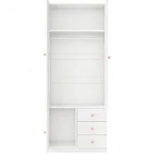 Wooden Wardrobe White 80 * 50 * 200 Cm With Doors And Shelves For Bedroom - White - View 8