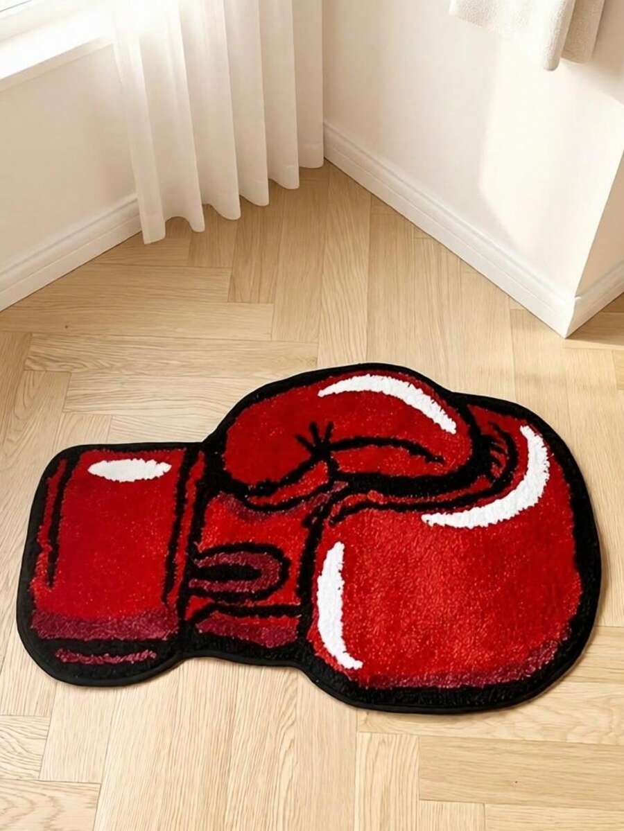 Boxing Gloves Velvet Rugs Gym Mat Indoor Home Decoration Gifts Accent Round Soft Mat Perfect Gift Room Decoration, Left Hand - Multicolor - View 1