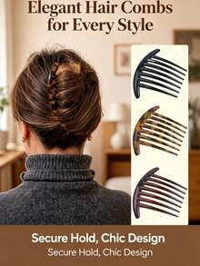 Sisir Rambut Prancis 3/1, Pembentuk Sanggul Wanita, Gaya INS, Aksesori Rambut Wajib untuk Semua Musim, Aksesori Rambut untuk Perjalanan/Kencan/Gaya Sehari-hari - MultiWarna - View 1
