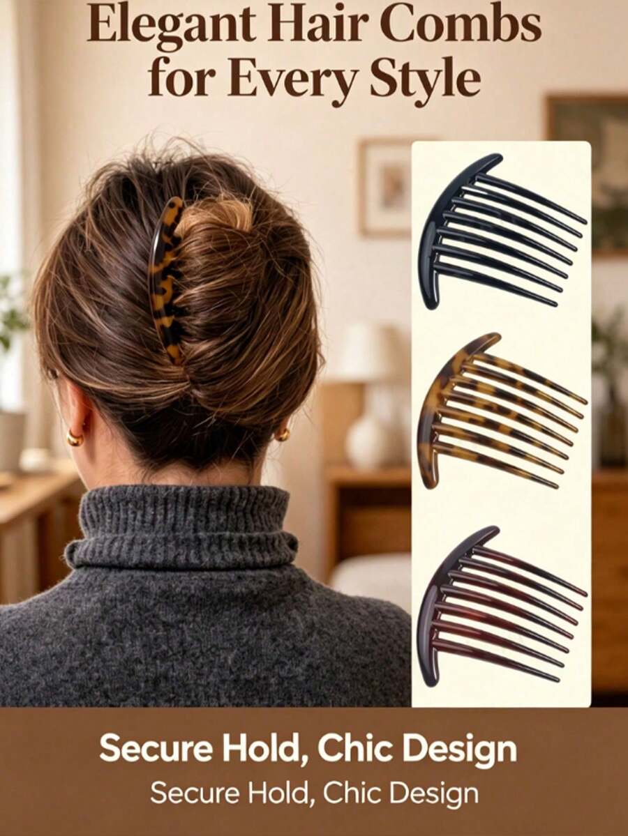 Sisir Rambut Prancis 3/1, Pembentuk Sanggul Wanita, Gaya INS, Aksesori Rambut Wajib untuk Semua Musim, Aksesori Rambut untuk Perjalanan/Kencan/Gaya Sehari-hari - MultiWarna - View 1