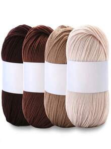 4pcs 200G Macaron/Morandi/Maillard/Green Mixed Color Set, Hand-Crocheted Silk Yarn, Suitable For Autumn/Winter Crochet Sweaters, Scarves, Hats, Clothing And Other DIY Gifts, Ideal For Beginners Mixed Color Set Gift - Yarn Kit - View 1