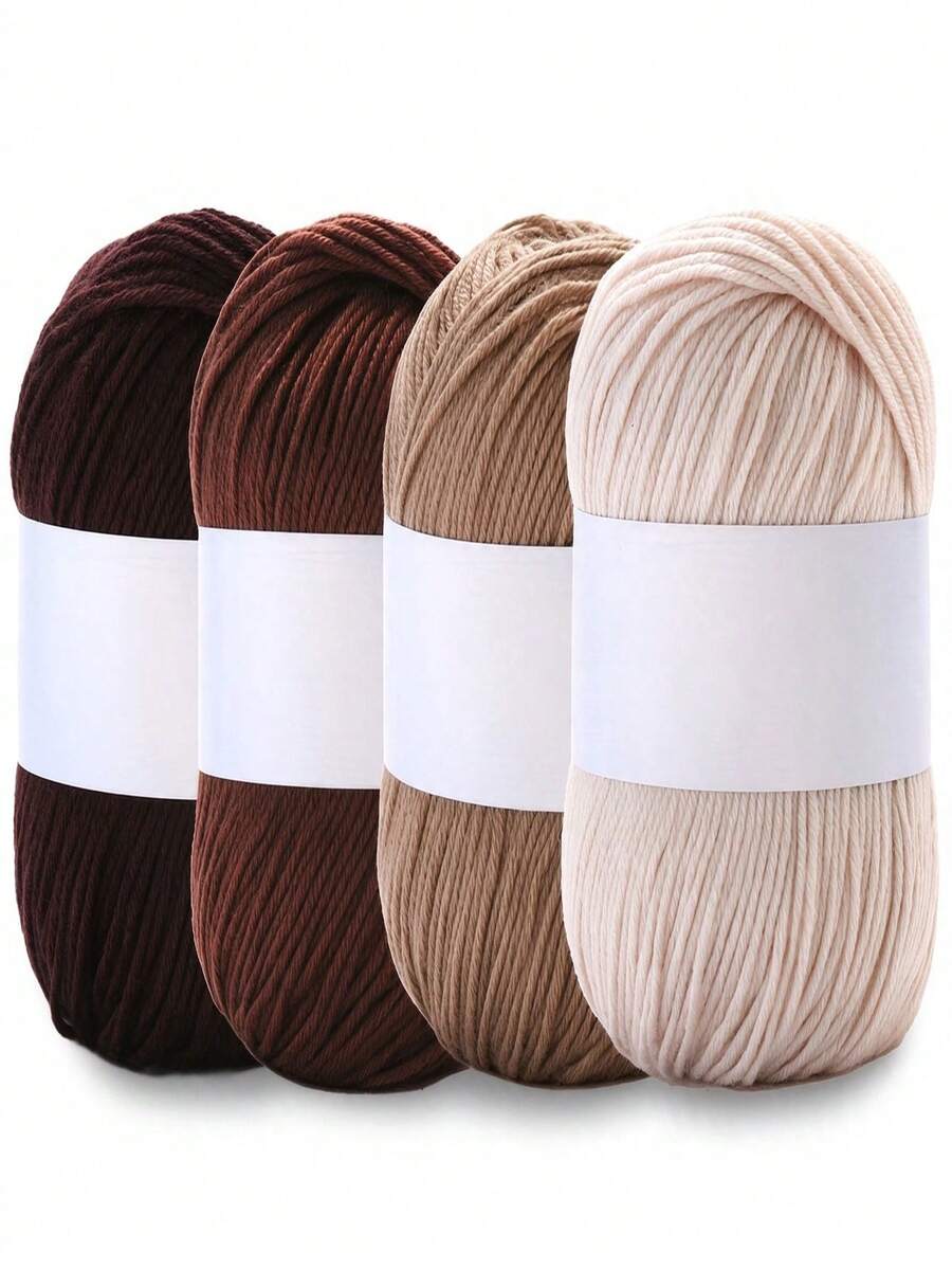 4pcs 200G Macaron/Morandi/Maillard/Green Mixed Color Set, Hand-Crocheted Silk Yarn, Suitable For Autumn/Winter Crochet Sweaters, Scarves, Hats, Clothing And Other DIY Gifts, Ideal For Beginners Mixed Color Set Gift - Yarn Kit - View 1