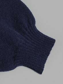 Fall Navy Ruffle Collar Knit Sweater For Women Color Block Long Sleeve Pullover Elegant Casual Autumn Outfits Going Out Daily Wear - Multicolor - View 6