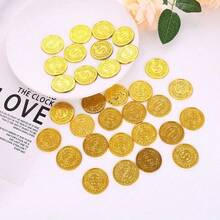 200PCS Pirate Coin Plastic Pirate Treasure Coin Toy Party Favor Fake Gold Coin Toy Party Supplies Pirate Adventure Theme Party Gift, Christmas - Multicolor - View 6