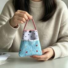 Cute Strawberry Colorblock Handbag, Snap Closure Cartoon Print Portable Storage Bag, Can Hold Phone And Coins, Suitable For Girls And Students, For Carrying Small Items, Holiday Birthday Gift, Daily Shopping Outing Home Storage Use - Multicolor - View 1