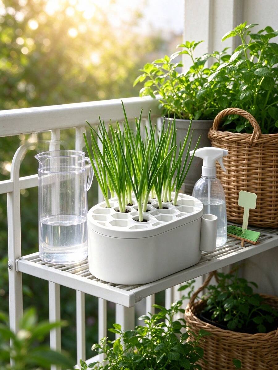 3D Printed Mini Green Plant Growth Set Tray, Hydroponic Onion Planting Container With Hexagonal Honeycomb Lid, Includes Cleaning Brush, Soilless Indoor Herb Hydroponic Pot, Suitable For Kitchen Countertop, Garden Or Office Desk Use - Multicolor - View 1