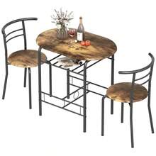 Three-Piece Compact Dining Set - Rustic Brown - Rustic Brown + Engineered Wood - View 5