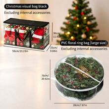 2pcs Transparent PVC Christmas Storage Bags With Reinforced Handles And Zippers, Holiday Decoration Organizer Bags, Suitable For Christmas Lights, Wrapping Paper, Party Tableware, Decorations, Travel Holiday Supplies Storage Containers - Multicolor - View 18