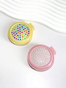1pc Foldable Air Cushion Comb, Portable Round Flip Cover Comb With Mirror, Colorful Bristles, Travel Comb - Multicolor - View 2