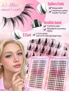 CMAYOME 360pcs Individual False Eyelash Clusters Set, Exquisite Natural DIY Eyelash Extension Kit, C-Curl Individual False Eyelash Clusters, Reusable Eyelash Clusters With Glue, D-Curl Individual False Eyelashes, Includes Eyelash Clusters + Glue + Tweezers + Eyelash Brush, Beginner Starter Kit, Easy DIY Operation - Multicolor - View 4