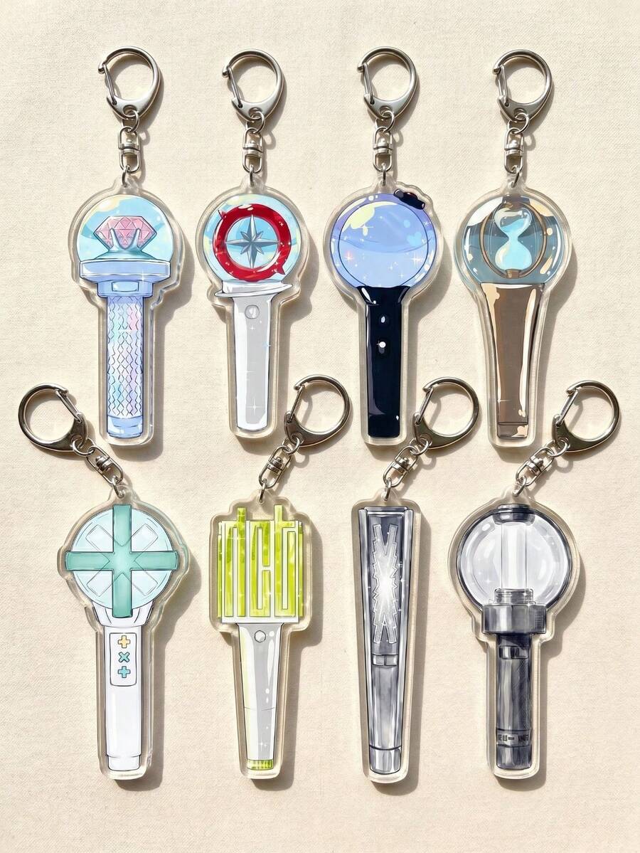 1pc K-POP Light Stick Keychain, Mini Acrylic Light Stick Keychain, Perfect Gift For Fans, Easy To Carry And Collect, K-POP Light Stick Keychain, Gift, MOA Keychain, Carat Merchandise, Stay Accessories, TWICE/Once Gift, Light Stick, ARMY Collectibles - Multicolor - View 1