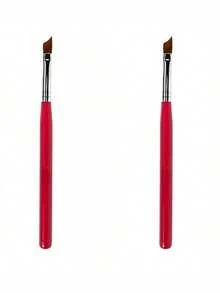 1pc French Diagonal Nail Art Brush, Red Handle, Crescent-Shaped UV Gel Nail Art Pen, Nail Art DIY Design Tool - Red - View 7
