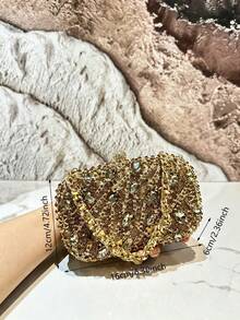 Women's Evening Clutch Bag Cylindrical Hard Box Clutch Rhinestone Pattern Vintage Baroque Luxurious Style For Weddings Evening Parties Dance Parties - Gold - View 9