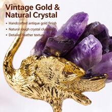 1 Buah Batu Amethyst Alami Mentah & Gugusan Batu Permata Citrine dengan Alas Logam Emas, Dekorasi Meja Kristal Penyembuhan, Desain Flamingo DIY, Hadiah Natal - Burung flamingo - View 3