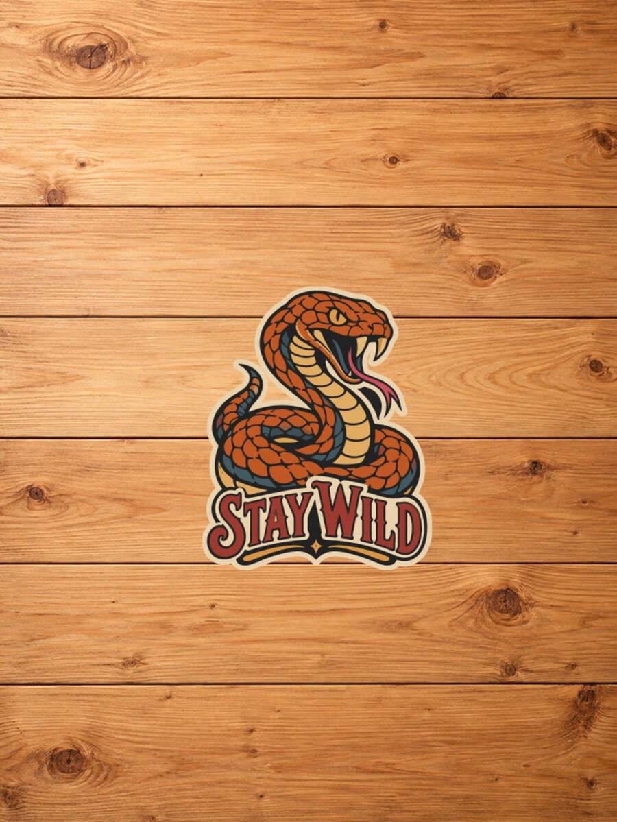 Retro Orange Snake Graphic Sticker With Lettering For Laptops ...