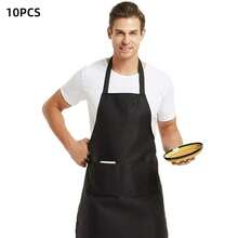 10/5/2/1pc Solid Color Apron, Simple Black With Pocket Apron, Thick-Waisted Design, Fashionable Home Kitchen Workwear, Kitchen Supplies - Multicolor - View 18