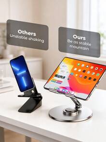 360° Adjustable Metal Foldable Tablet Stand, Desktop Holder Compatible With IPad Pro 9.7/10.5/10.9/11, Mini 2/3/4, Tab, Kindle E-Reader, Android Phone, Black, Gift For Family Friends - View 4