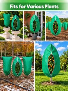 1Pc Green Winter Plant Cover, Shrub Frost Protection Jacket, Breathable Non-Woven Fabric, Zipper Drawstring, Anti-Freeze Anti-Snow, Including 20 Cable Ties, Outdoor Garden Small Trees Winter Care - Zippered Plant Cover + 20pcs Cable Ties - View 9
