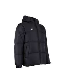 Under Armour Unisex Short Puffer Jacket 2026 Winter New Warm Windproof Hooded Jacket 25600804-001 - Black - View 2