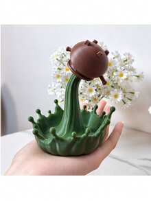 1pc 3D Printed Jewelry Storage Tray, Copper Pot Shaped Jewelry Holder, Desktop Decor Storage Tray - Green - View 2