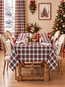 Christmas Checkered Tablecloth Square, Red Plaid Tartan Table Cover, Classic Buffalo Plaid Holiday Tablecloth For Christmas Dining Room, Xmas Party, Winter Home Decor - Red White Plaid - View 7