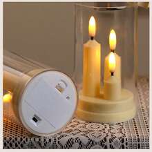 LED Flameless Candle Light With Clear Cylinder Cover 3 Pillar Candles Warm Amber Glow Battery Operated Decorative Lamp For Wedding Party Home Table Decor Romantic Ambient Lighting - 3-head Candle Lamp - View 4