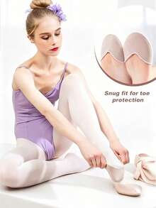 1 Pair Women's Ballet Pointe Shoe Covers, Soft Breathable Anti-Friction 3D Design, Wearable Dance Shoe Accessories - Beige - View 6