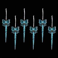 6PCS Christmas Acrylic Bow Icicle Hanging Ornaments, Clear Macaron Color Crystal Bow Icicle Pendants, Xmas Tree Window Home Holiday Party Decorations - Multicolor - View 25