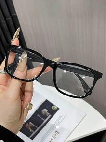 1pc Women's Oval Casual Street Style Fashion Transparent Lens Glasses - A - View 6