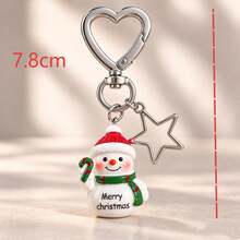 1pc/2pcs Women's Christmas Series Resin Pendant, Christmas Tree & Snowman Hanging Decor, Alloy Hollow Five-Point Star Accessory, Heart Keychain, Christmas Gift Bag Charm, Luggage Accessory - Multicolor - View 5