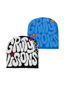 2pcs Spider Web Brimless Cap Street Style Y2K - A - View 8